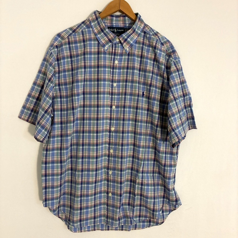 Ralph‎ Lauren Classic Fit Shirt Mens Size 2XB Big Button Down Check Preppy Party